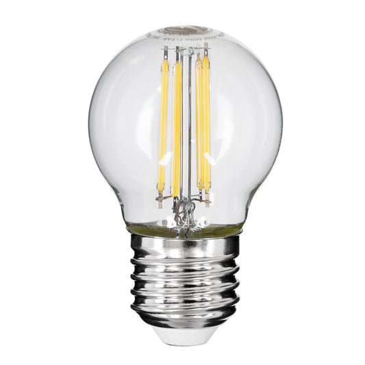 99052 Λάμπα LED Long Filament E27 G45 Γλομπάκι 6W 660lm 360° AC 220-240V IP20 Φ4.5 x Υ7.5cm Φυσικό Λευκό 4000K με Διάφανο Γυαλί - Dimmable