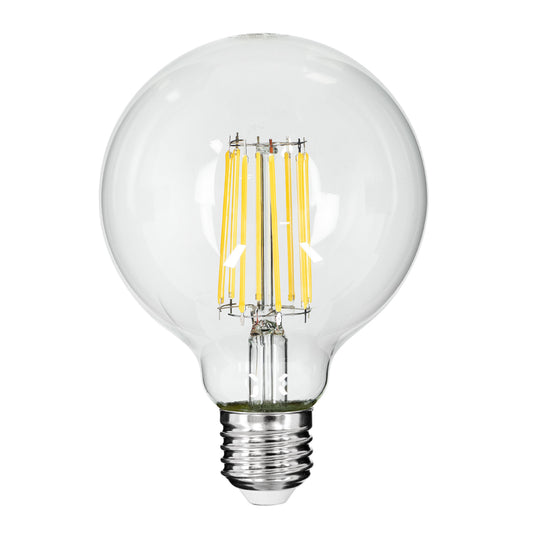 99054 Λάμπα LED Long Filament E27 G95 Γλόμπος 12W 1320lm 360° AC 220-240V IP20 Φ9.5 x Υ13.5cm Φυσικό Λευκό 4000K με Διάφανο Γυαλί - Dimmable