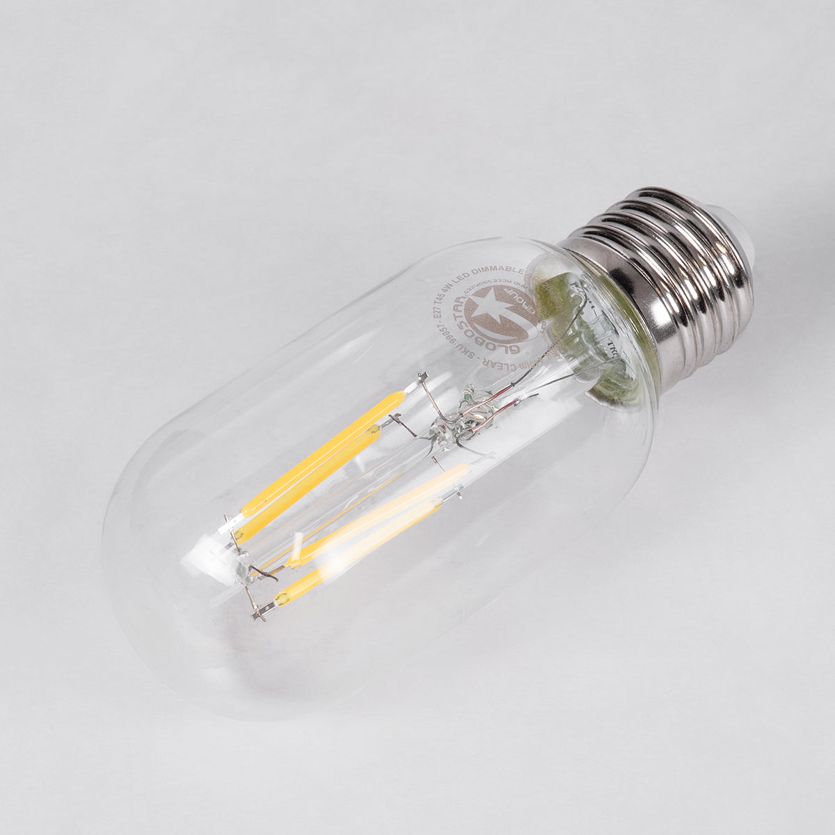 99057 Λάμπα LED Long Filament E27 T45 Σωλήνας 4W 440lm 360° AC 220-240V IP20 Φ4.5 x Υ11cm Φυσικό Λευκό 4000K με Διάφανο Γυαλί - Dimmable