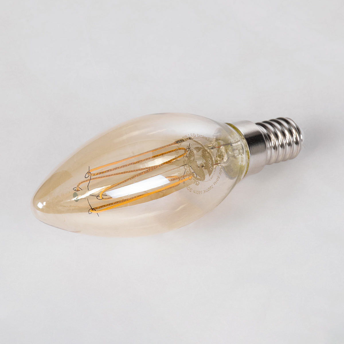 99058 Λάμπα LED Ultra Thin Soft S Spiral Filament E14 C35 Κεράκι 2W 140lm 360° AC 220-240V IP20 Φ3.5 x Υ10.5cm Ultra Θερμό Λευκό 2200K με Μελί Γυαλί - Dimmable