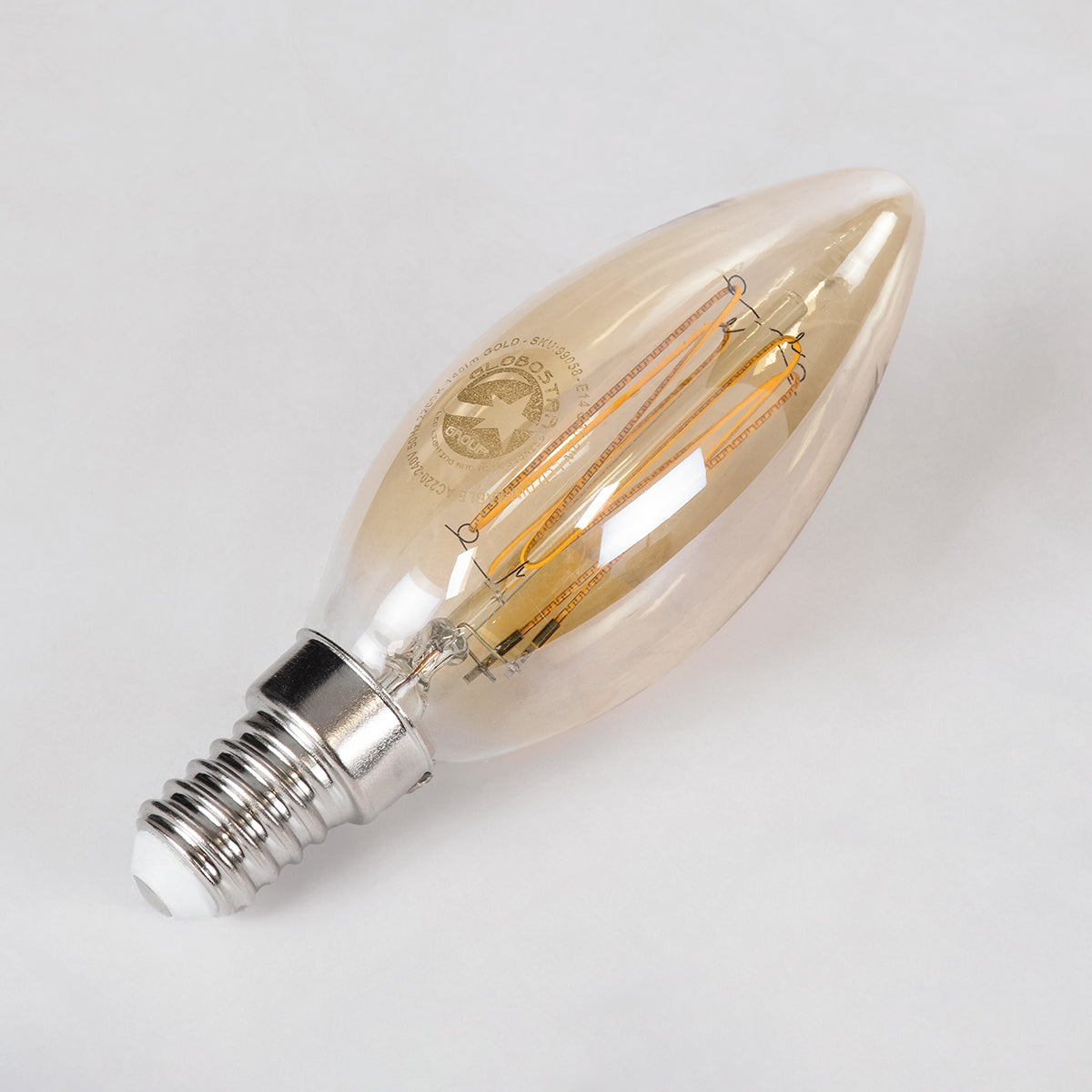 99058 Λάμπα LED Ultra Thin Soft S Spiral Filament E14 C35 Κεράκι 2W 140lm 360° AC 220-240V IP20 Φ3.5 x Υ10.5cm Ultra Θερμό Λευκό 2200K με Μελί Γυαλί - Dimmable