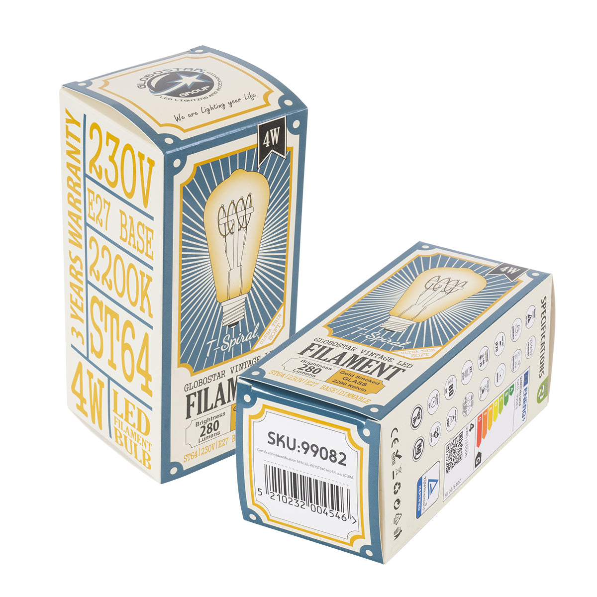 99082 Λάμπα LED Ultra Thin Soft S Spiral Filament E27 ST64 Αχλάδι 4W 280lm 360° AC 220-240V IP20 Φ6.4 x Υ14cm Ultra Θερμό Λευκό 2200K με Μελί Γυαλί - Dimmable