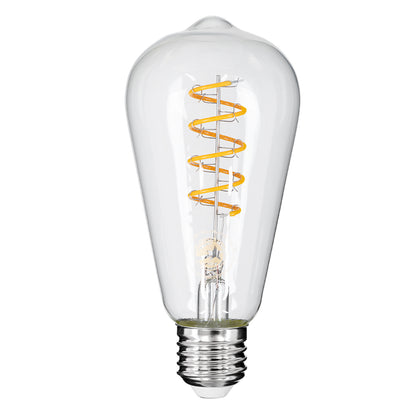 99143 Λάμπα LED Soft S Spiral Filament E27 ST64 Αχλάδι 4W 300lm 360° AC 220-240V IP20 Φ6.4 x Υ14cm Θερμό Λευκό 2700K με Διάφανο Γυαλί - Dimmable