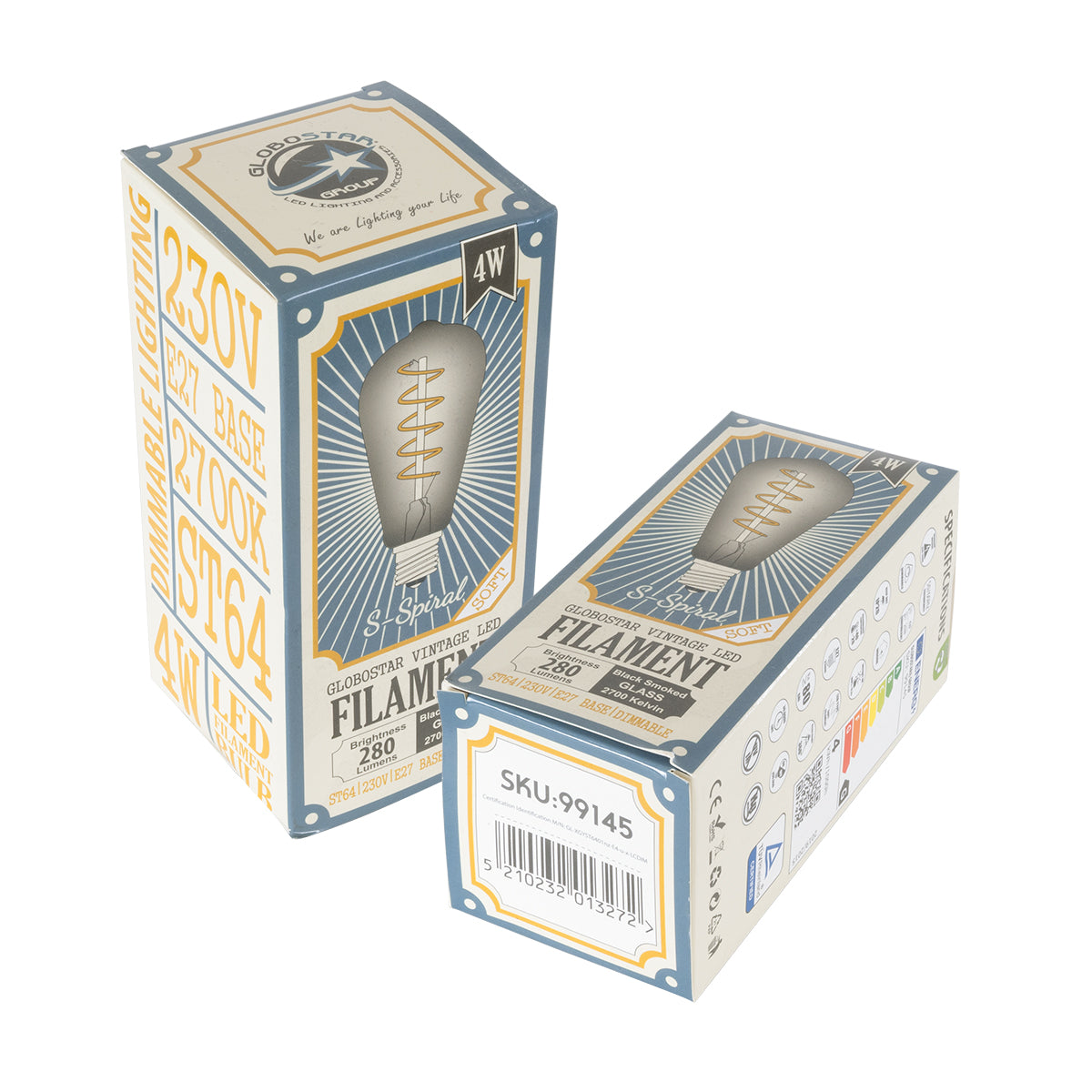 99145 Λάμπα LED Soft S Spiral Filament E27 ST64 Αχλάδι 4W 280lm 360° AC 220-240V IP20 Φ6.4 x Υ14cm Θερμό Λευκό 2700K με Φιμέ Γυαλί Dimmable