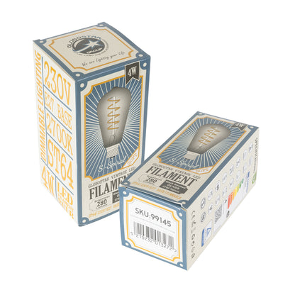 99145 Λάμπα LED Soft S Spiral Filament E27 ST64 Αχλάδι 4W 280lm 360° AC 220-240V IP20 Φ6.4 x Υ14cm Θερμό Λευκό 2700K με Φιμέ Γυαλί Dimmable
