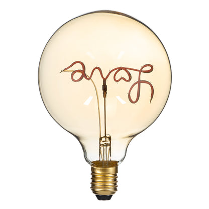 99253 Λάμπα LED Ultra Thin Soft S Spiral Letter Filament E27 G125 LOVE Γλόμπος 2.4W 204lm 360° AC 220-240V IP20 Φ12.5 x Υ18cm Κόκκινο με Μελί Γυαλί - Dimmable