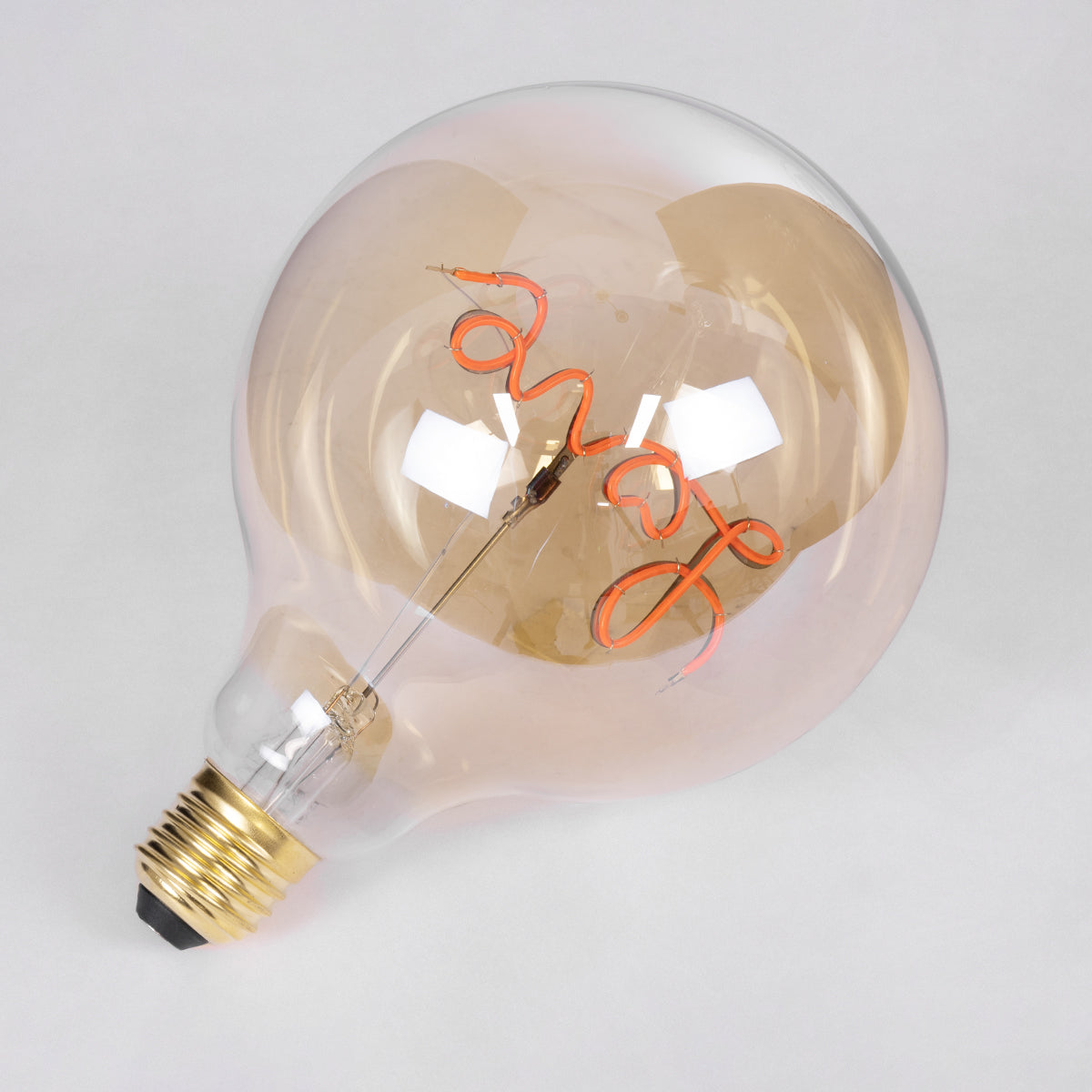 99253 Λάμπα LED Ultra Thin Soft S Spiral Letter Filament E27 G125 LOVE Γλόμπος 2.4W 204lm 360° AC 220-240V IP20 Φ12.5 x Υ18cm Κόκκινο με Μελί Γυαλί - Dimmable