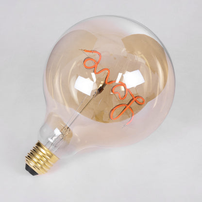 99253 Λάμπα LED Ultra Thin Soft S Spiral Letter Filament E27 G125 LOVE Γλόμπος 2.4W 204lm 360° AC 220-240V IP20 Φ12.5 x Υ18cm Κόκκινο με Μελί Γυαλί - Dimmable