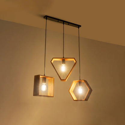 ELISE 999-0034 Μοντέρνο Κρεμαστό Φωτιστικό Οροφής με Ντουί 3 x E27 AC 220-240V IP20 - Καφέ & Μαύρο - Μ74 x Π9 x Υ40