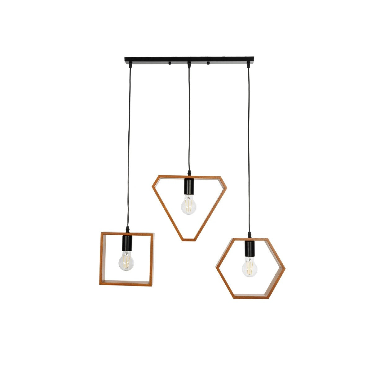 ELISE 999-0034 Μοντέρνο Κρεμαστό Φωτιστικό Οροφής με Ντουί 3 x E27 AC 220-240V IP20 - Καφέ & Μαύρο - Μ74 x Π9 x Υ40