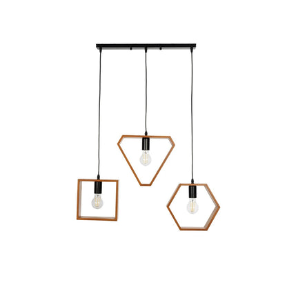 ELISE 999-0034 Μοντέρνο Κρεμαστό Φωτιστικό Οροφής με Ντουί 3 x E27 AC 220-240V IP20 - Καφέ & Μαύρο - Μ74 x Π9 x Υ40