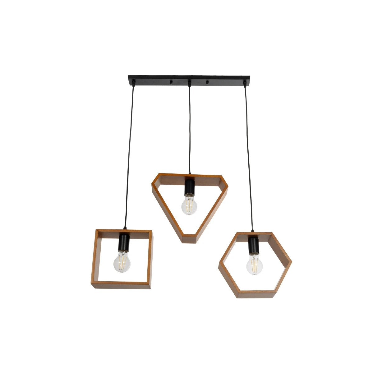 ELISE 999-0034 Μοντέρνο Κρεμαστό Φωτιστικό Οροφής με Ντουί 3 x E27 AC 220-240V IP20 - Καφέ & Μαύρο - Μ74 x Π9 x Υ40