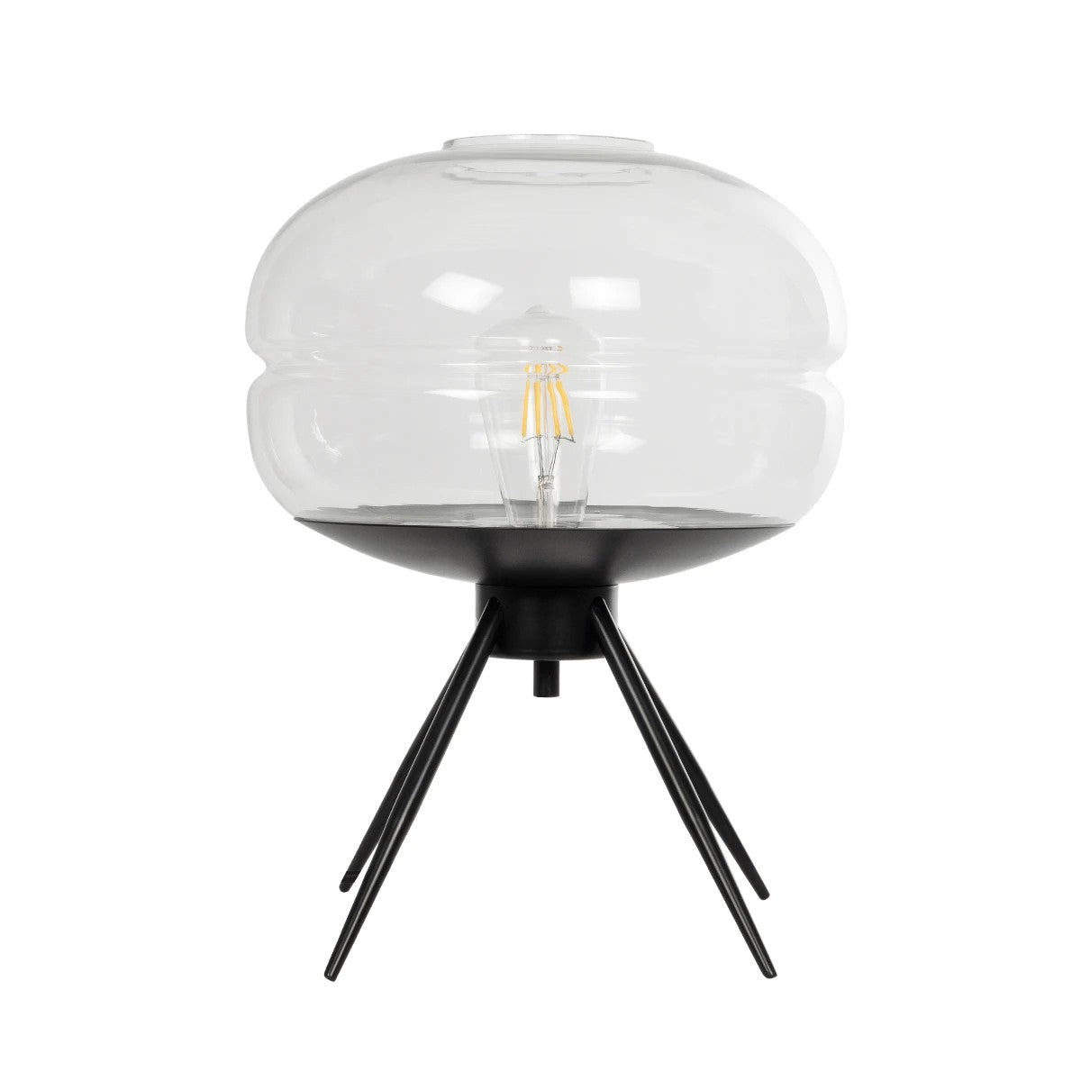 JAVAN 999-0036 Μοντέρνο Επιτραπέζιο Φωτιστικό Πορτατίφ με Ντουί 1 x E27 AC 220-240V IP20 - Διάφανο & Μαύρο - Μ30 x Π30 x Υ40