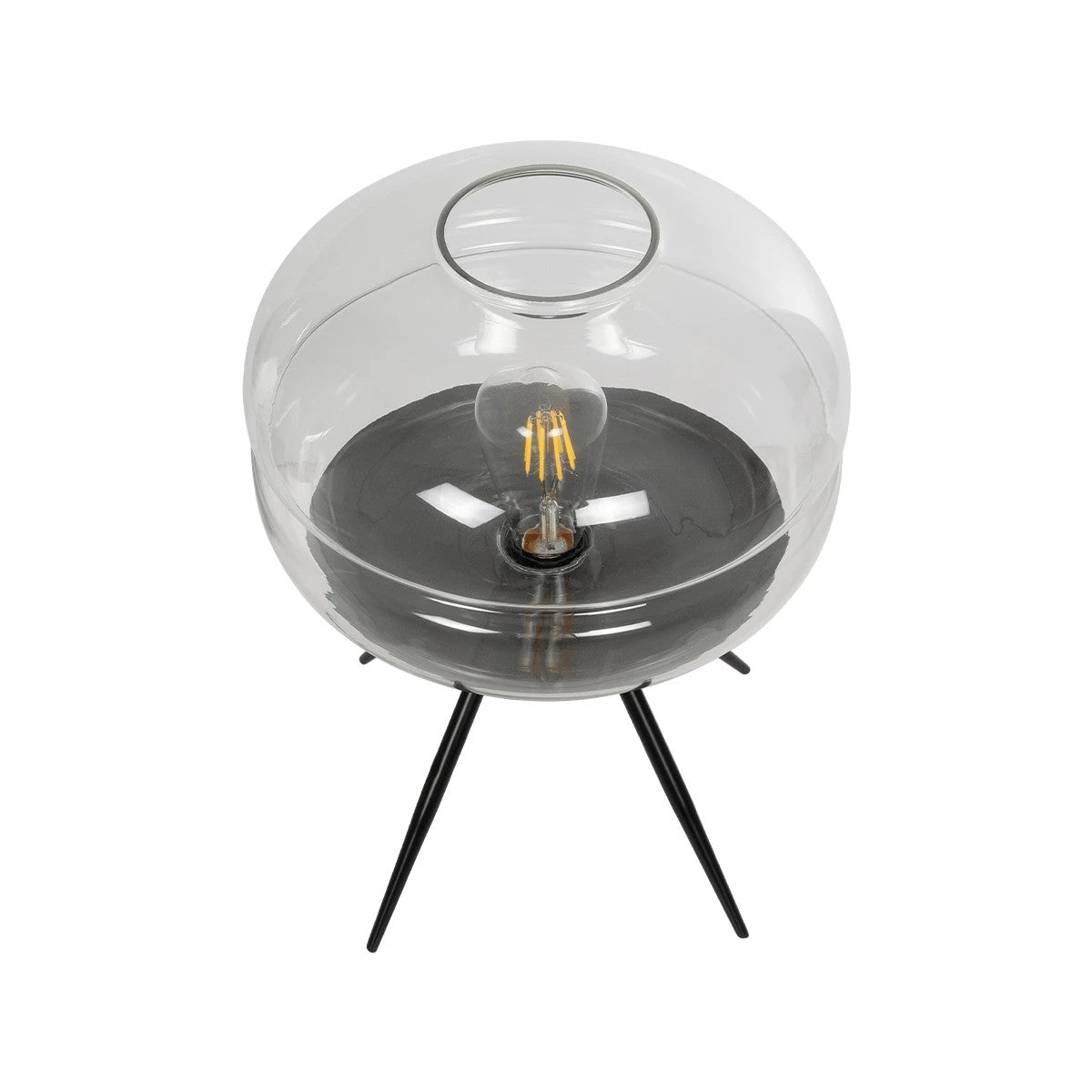 JAVAN 999-0036 Μοντέρνο Επιτραπέζιο Φωτιστικό Πορτατίφ με Ντουί 1 x E27 AC 220-240V IP20 - Διάφανο & Μαύρο - Μ30 x Π30 x Υ40