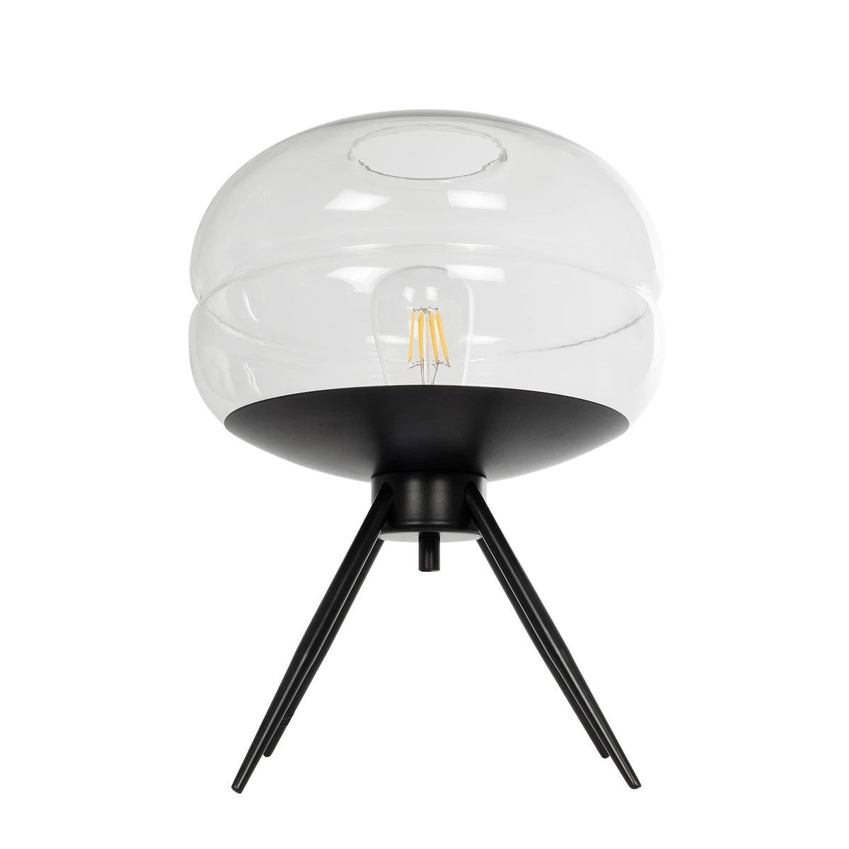 JAVAN 999-0036 Μοντέρνο Επιτραπέζιο Φωτιστικό Πορτατίφ με Ντουί 1 x E27 AC 220-240V IP20 - Διάφανο & Μαύρο - Μ30 x Π30 x Υ40