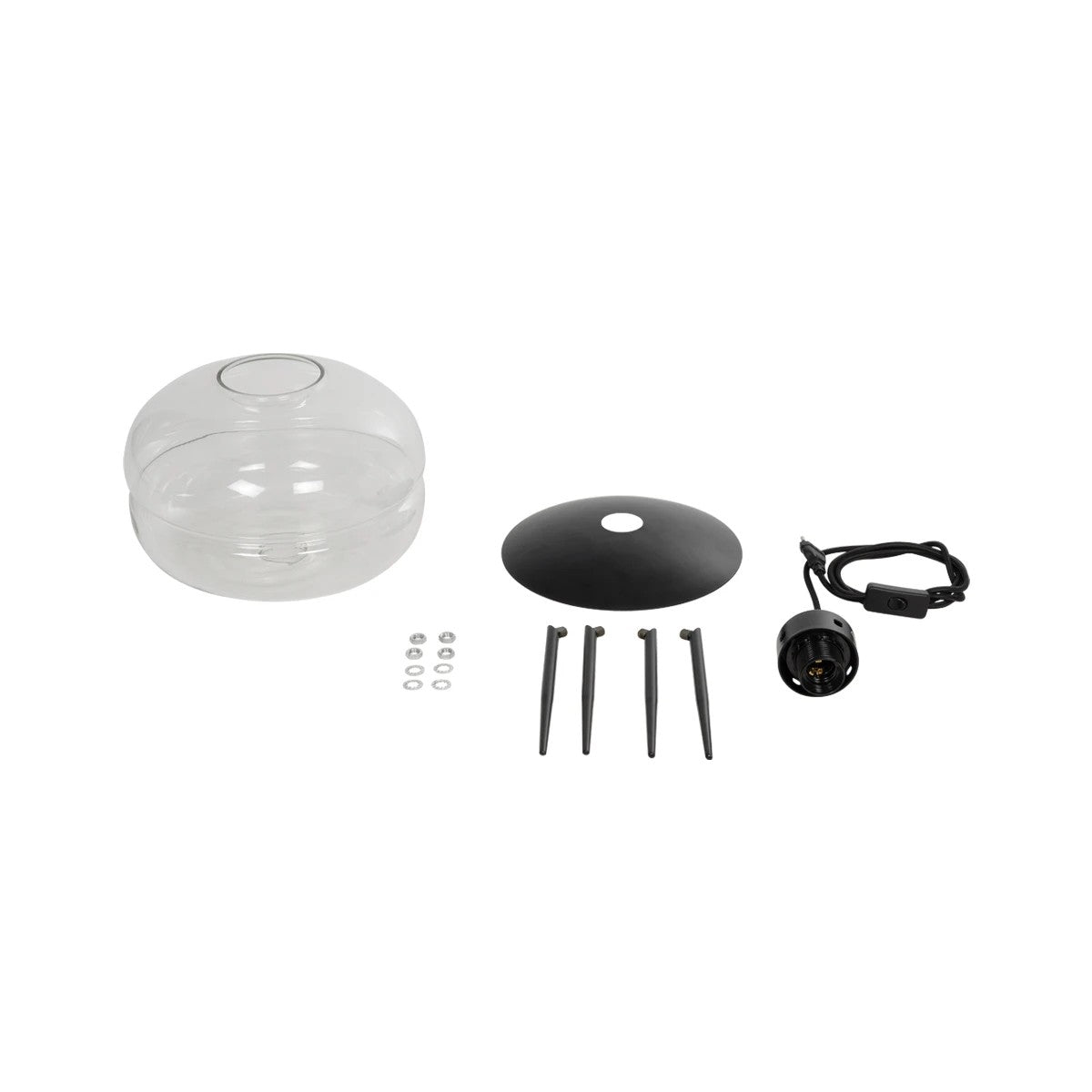 JAVAN 999-0036 Μοντέρνο Επιτραπέζιο Φωτιστικό Πορτατίφ με Ντουί 1 x E27 AC 220-240V IP20 - Διάφανο & Μαύρο - Μ30 x Π30 x Υ40