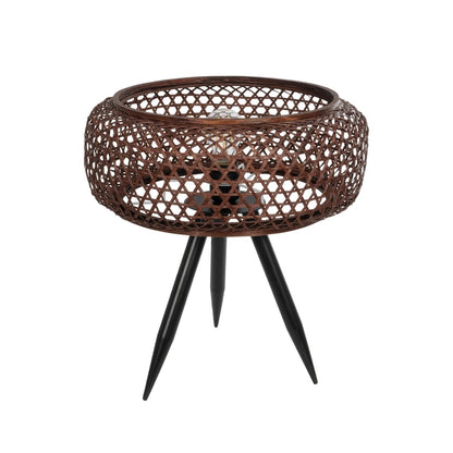 ZORION 999-0040 Vintage Επιτραπέζιο Φωτιστικό Πορτατίφ Μονόφωτο 1 x E27 IP20 Καφέ Ξύλο με Μαύρο Μέταλλο - Μ40 x Π40 x Υ43.5