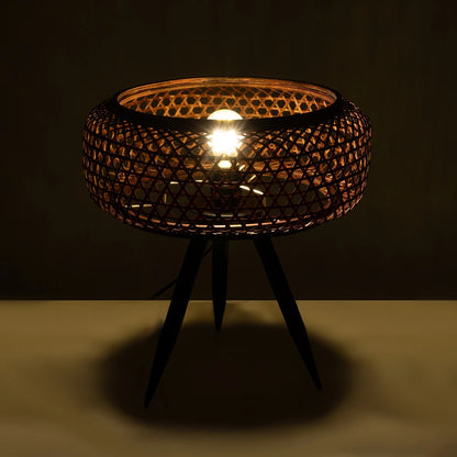 ZORION 999-0040 Vintage Επιτραπέζιο Φωτιστικό Πορτατίφ Μονόφωτο 1 x E27 IP20 Καφέ Ξύλο με Μαύρο Μέταλλο - Μ40 x Π40 x Υ43.5