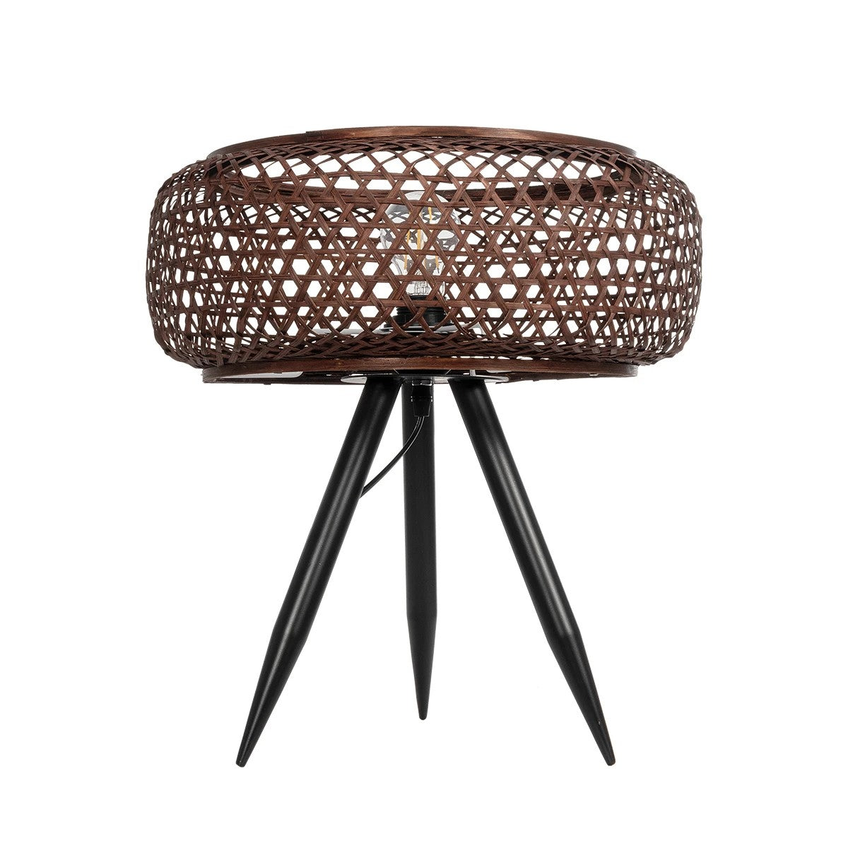 ZORION 999-0040 Vintage Επιτραπέζιο Φωτιστικό Πορτατίφ Μονόφωτο 1 x E27 IP20 Καφέ Ξύλο με Μαύρο Μέταλλο - Μ40 x Π40 x Υ43.5