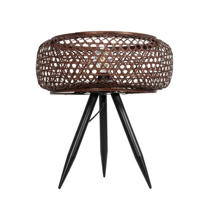 ZORION 999-0040 Vintage Επιτραπέζιο Φωτιστικό Πορτατίφ Μονόφωτο 1 x E27 IP20 Καφέ Ξύλο με Μαύρο Μέταλλο - Μ40 x Π40 x Υ43.5