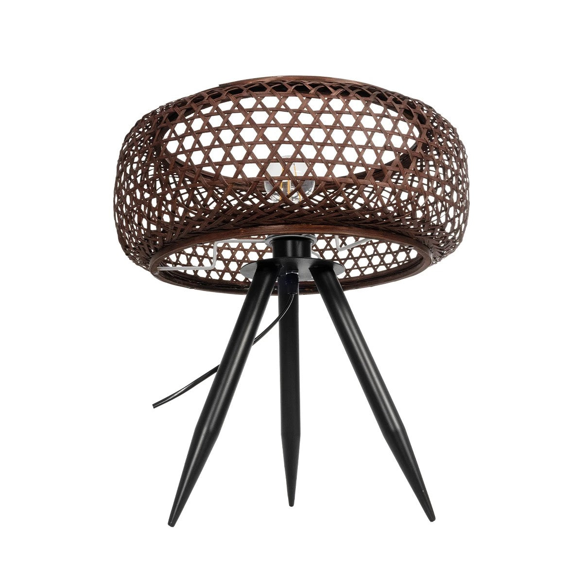 ZORION 999-0040 Vintage Επιτραπέζιο Φωτιστικό Πορτατίφ Μονόφωτο 1 x E27 IP20 Καφέ Ξύλο με Μαύρο Μέταλλο - Μ40 x Π40 x Υ43.5