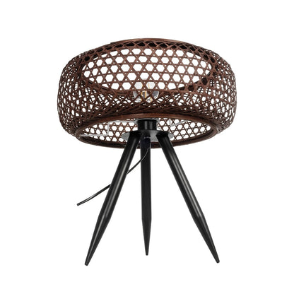 ZORION 999-0040 Vintage Επιτραπέζιο Φωτιστικό Πορτατίφ Μονόφωτο 1 x E27 IP20 Καφέ Ξύλο με Μαύρο Μέταλλο - Μ40 x Π40 x Υ43.5