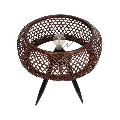 ZORION 999-0040 Vintage Επιτραπέζιο Φωτιστικό Πορτατίφ Μονόφωτο 1 x E27 IP20 Καφέ Ξύλο με Μαύρο Μέταλλο - Μ40 x Π40 x Υ43.5