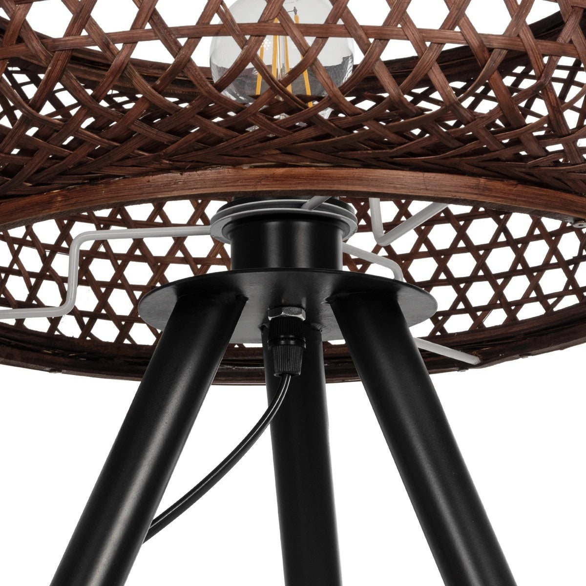 ZORION 999-0040 Vintage Επιτραπέζιο Φωτιστικό Πορτατίφ Μονόφωτο 1 x E27 IP20 Καφέ Ξύλο με Μαύρο Μέταλλο - Μ40 x Π40 x Υ43.5