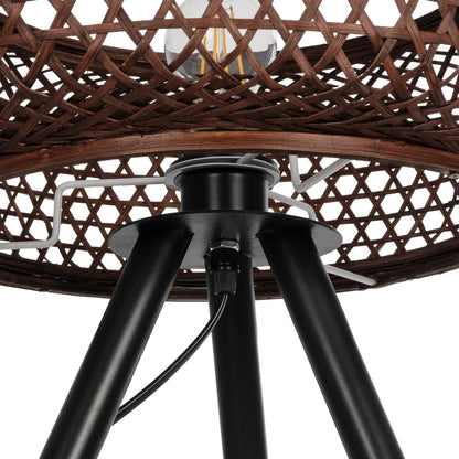 ZORION 999-0040 Vintage Επιτραπέζιο Φωτιστικό Πορτατίφ Μονόφωτο 1 x E27 IP20 Καφέ Ξύλο με Μαύρο Μέταλλο - Μ40 x Π40 x Υ43.5