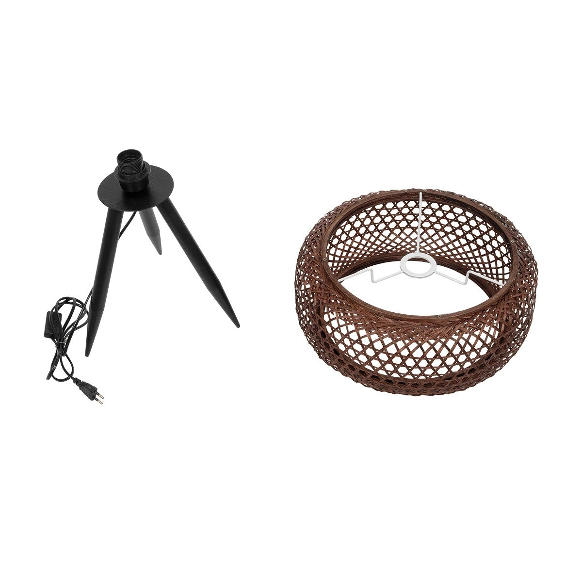 ZORION 999-0040 Vintage Επιτραπέζιο Φωτιστικό Πορτατίφ Μονόφωτο 1 x E27 IP20 Καφέ Ξύλο με Μαύρο Μέταλλο - Μ40 x Π40 x Υ43.5