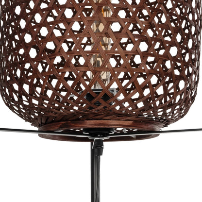 CURACAO 999-0041 Μοντέρνο Επιδαπέδιο Φωτιστικό Μονόφωτο 1 x E27 IP20 Μαύρο Μέταλλο με Καφέ Ξύλο - Μ30 x Π30 x Υ165