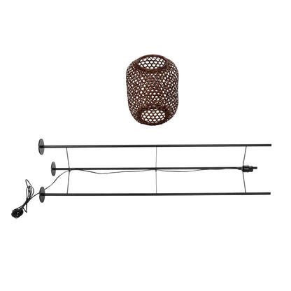 CURACAO 999-0041 Μοντέρνο Επιδαπέδιο Φωτιστικό Μονόφωτο 1 x E27 IP20 Μαύρο Μέταλλο με Καφέ Ξύλο - Μ30 x Π30 x Υ165