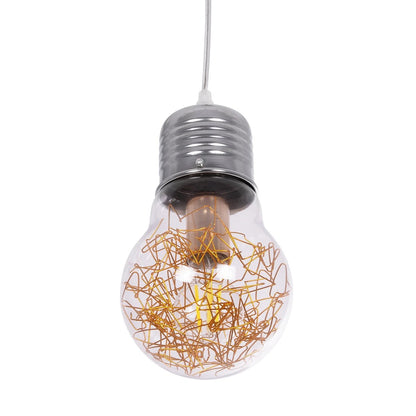 LAMP 999-0056 Μοντέρνο Κρεμαστό Φωτιστικό Οροφής με Ντουί 1 x E27 AC 220-240V IP20 - Διάφανο, Χρυσό & Ασημί - Μ15 x Π15 x Υ27