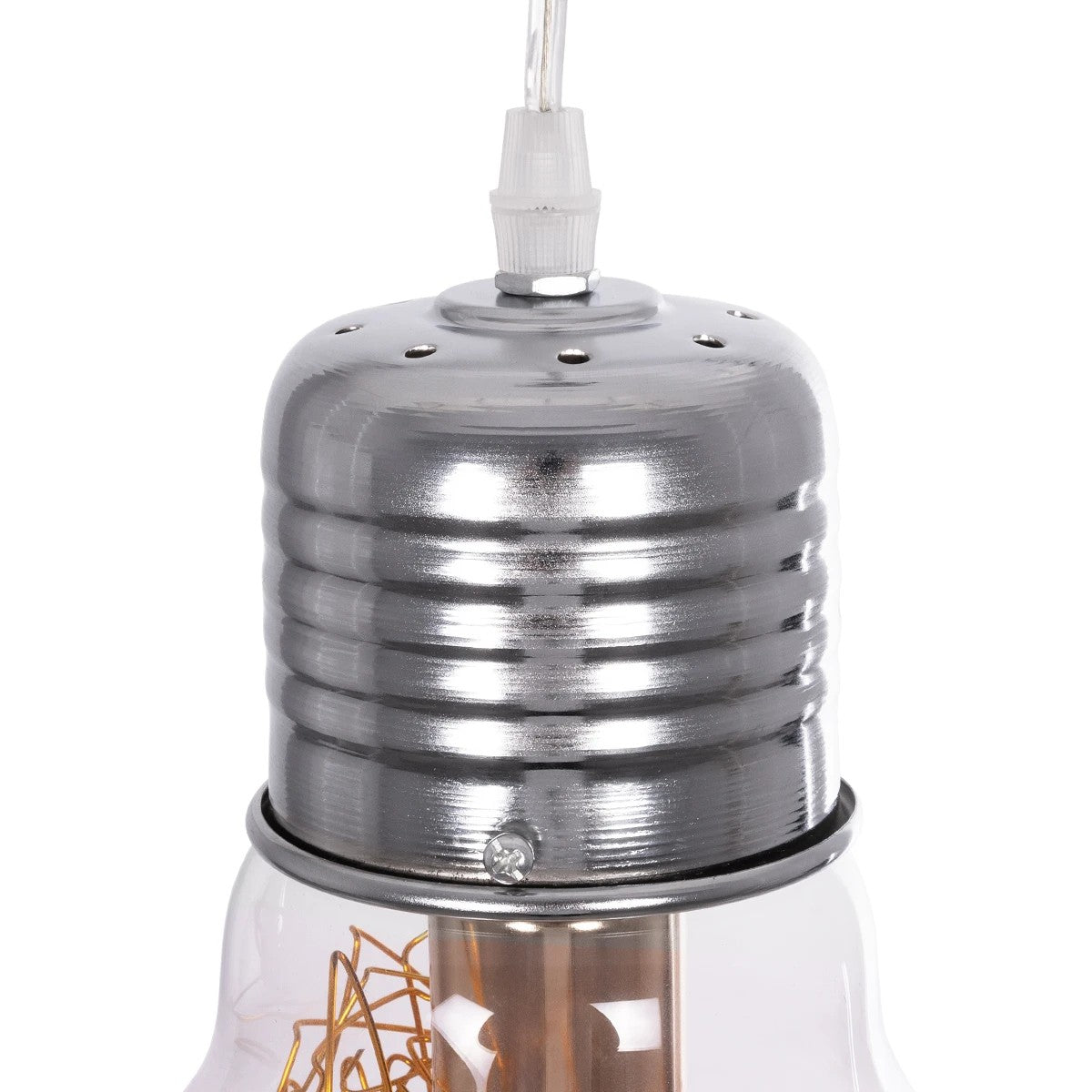 LAMP 999-0056 Μοντέρνο Κρεμαστό Φωτιστικό Οροφής με Ντουί 1 x E27 AC 220-240V IP20 - Διάφανο, Χρυσό & Ασημί - Μ15 x Π15 x Υ27