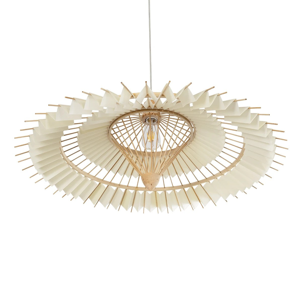 VENTALIA 999-0066 Boho Κρεμαστό Φωτιστικό Οροφής με Ντουί 1 x E27 AC 220-240V IP20 - Μπεζ - Μ83 x Π83 x Υ36