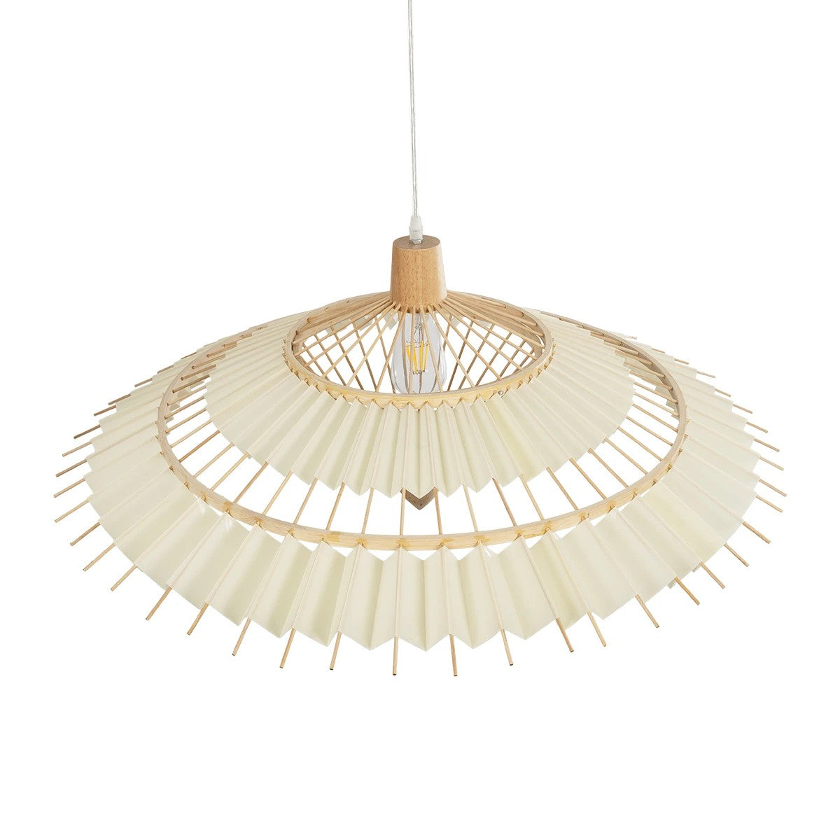 VENTALIA 999-0066 Boho Κρεμαστό Φωτιστικό Οροφής με Ντουί 1 x E27 AC 220-240V IP20 - Μπεζ - Μ83 x Π83 x Υ36