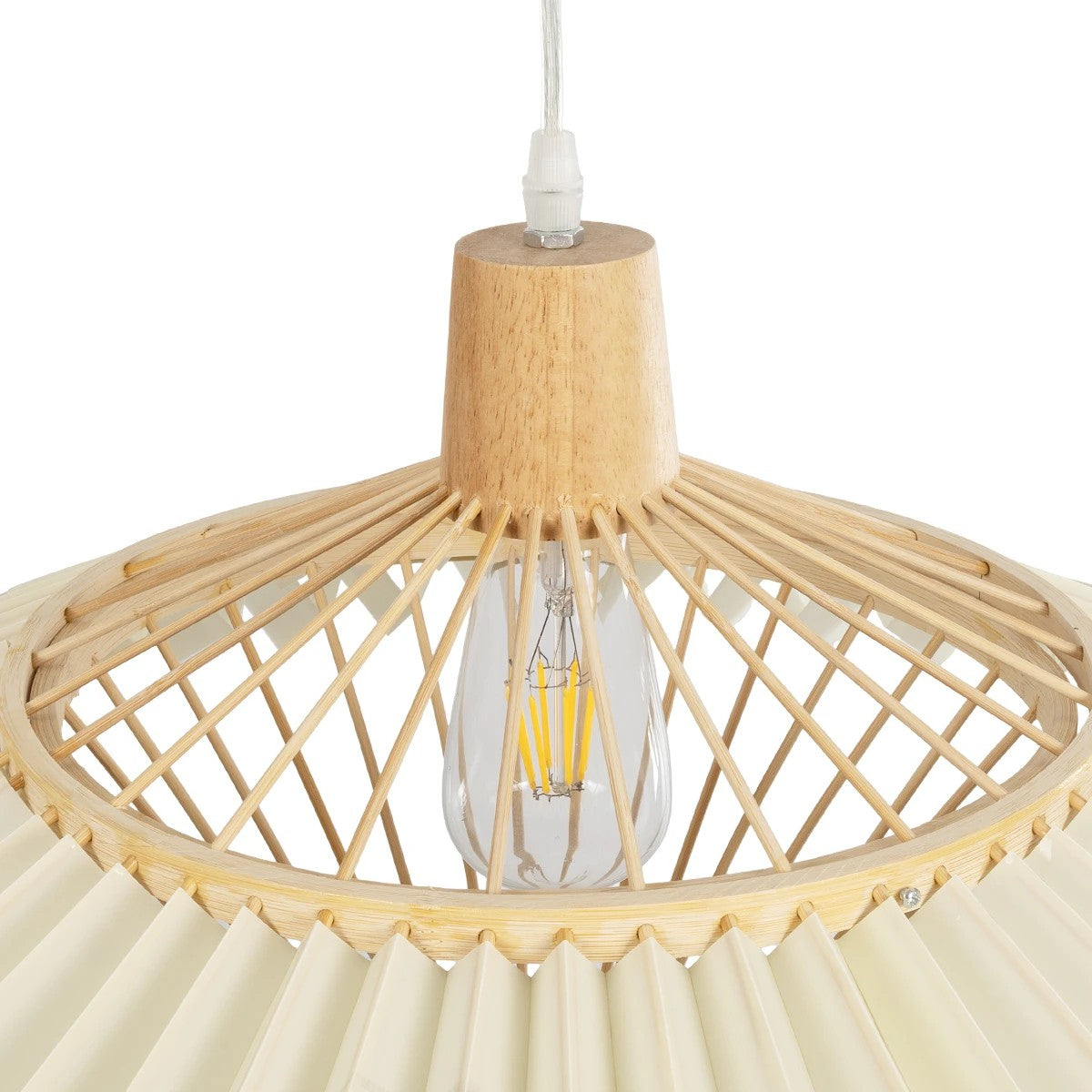 VENTALIA 999-0066 Boho Κρεμαστό Φωτιστικό Οροφής με Ντουί 1 x E27 AC 220-240V IP20 - Μπεζ - Μ83 x Π83 x Υ36