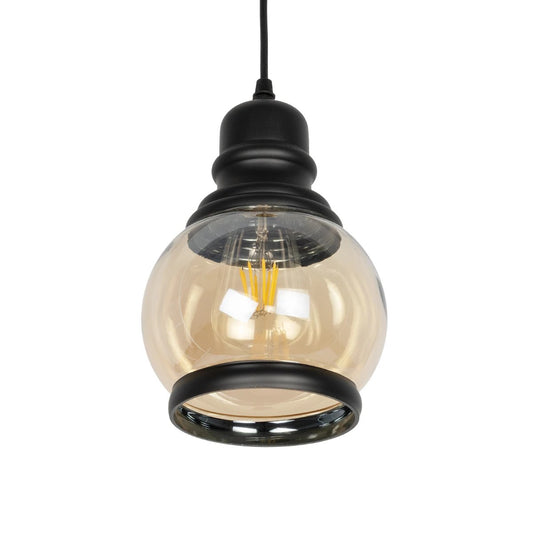 OLIVER 999-0186 Vintage Κρεμαστό Φωτιστικό Οροφής με Ντουί 1 x E27 AC 220-240V IP20 - Μελί & Μαύρο - Μ16 x Π16 x Υ25