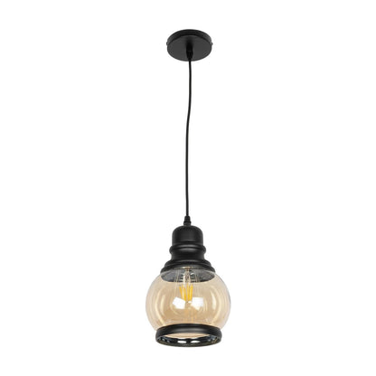 OLIVER 999-0186 Vintage Κρεμαστό Φωτιστικό Οροφής με Ντουί 1 x E27 AC 220-240V IP20 - Μελί & Μαύρο - Μ16 x Π16 x Υ25