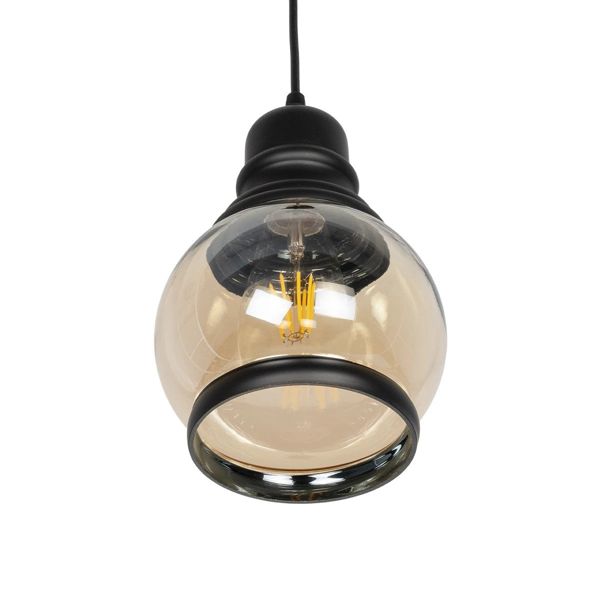 OLIVER 999-0186 Vintage Κρεμαστό Φωτιστικό Οροφής με Ντουί 1 x E27 AC 220-240V IP20 - Μελί & Μαύρο - Μ16 x Π16 x Υ25