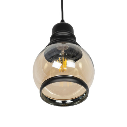 OLIVER 999-0186 Vintage Κρεμαστό Φωτιστικό Οροφής με Ντουί 1 x E27 AC 220-240V IP20 - Μελί & Μαύρο - Μ16 x Π16 x Υ25