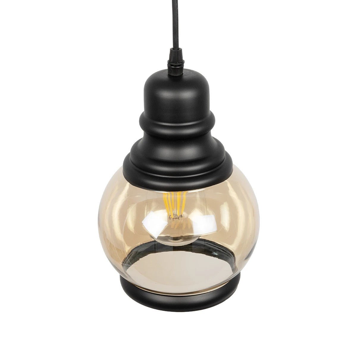 OLIVER 999-0186 Vintage Κρεμαστό Φωτιστικό Οροφής με Ντουί 1 x E27 AC 220-240V IP20 - Μελί & Μαύρο - Μ16 x Π16 x Υ25