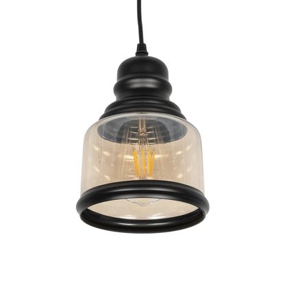 OLIVER 999-0187 Vintage Κρεμαστό Φωτιστικό Οροφής με Ντουί 1 x E27 AC 220-240V IP20 - Μελί & Μαύρο - Μ15 x Π15 x Υ21.5
