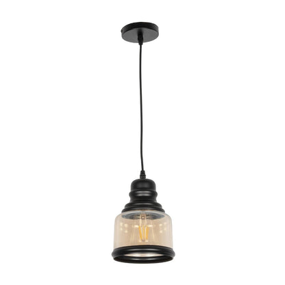 OLIVER 999-0187 Vintage Κρεμαστό Φωτιστικό Οροφής με Ντουί 1 x E27 AC 220-240V IP20 - Μελί & Μαύρο - Μ15 x Π15 x Υ21.5