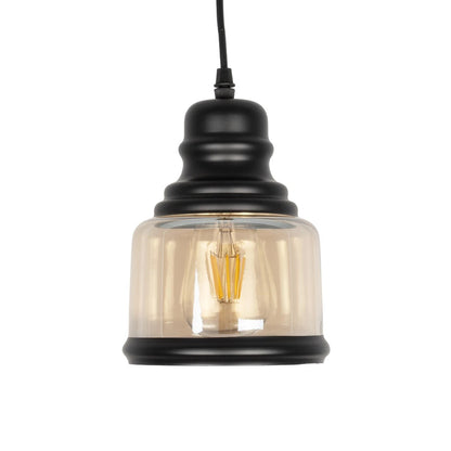OLIVER 999-0187 Vintage Κρεμαστό Φωτιστικό Οροφής με Ντουί 1 x E27 AC 220-240V IP20 - Μελί & Μαύρο - Μ15 x Π15 x Υ21.5
