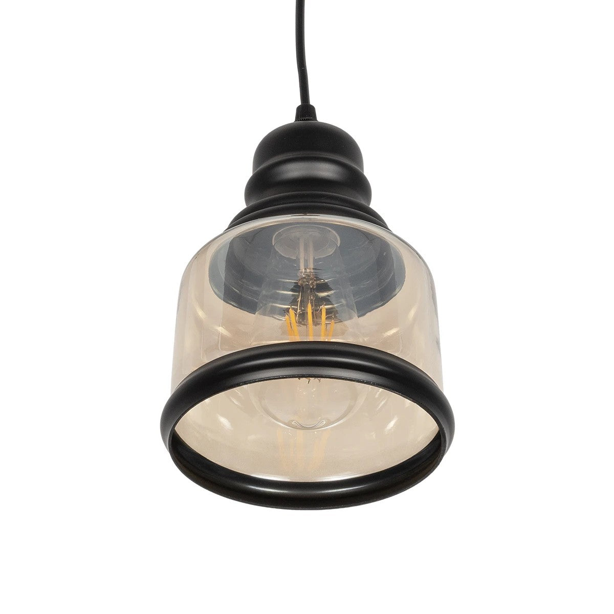 OLIVER 999-0187 Vintage Κρεμαστό Φωτιστικό Οροφής με Ντουί 1 x E27 AC 220-240V IP20 - Μελί & Μαύρο - Μ15 x Π15 x Υ21.5