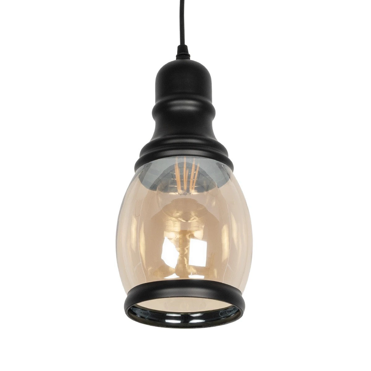 OLIVER 999-0188 Vintage Pendant Ceiling Light with 1 x E27 AC 220-240V IP20 Socket - Honey & Black - L14 x W14 x H30