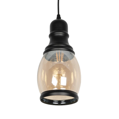 OLIVER 999-0188 Vintage Pendant Ceiling Light with 1 x E27 AC 220-240V IP20 Socket - Honey & Black - L14 x W14 x H30