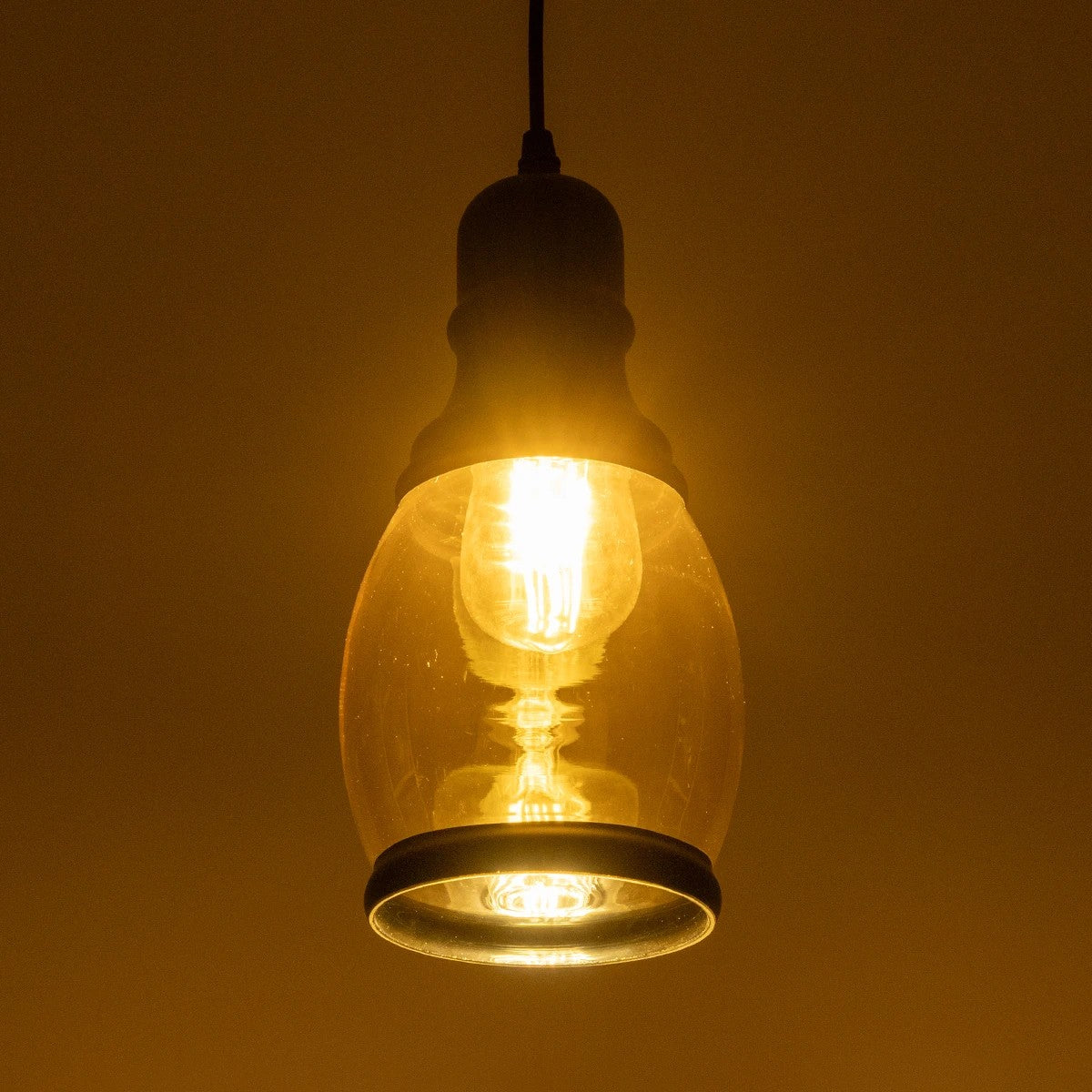 OLIVER 999-0188 Vintage Pendant Ceiling Light with 1 x E27 AC 220-240V IP20 Socket - Honey & Black - L14 x W14 x H30