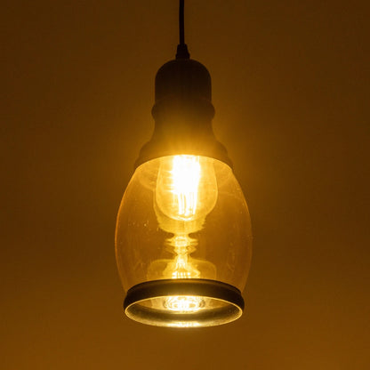 OLIVER 999-0188 Vintage Pendant Ceiling Light with 1 x E27 AC 220-240V IP20 Socket - Honey & Black - L14 x W14 x H30
